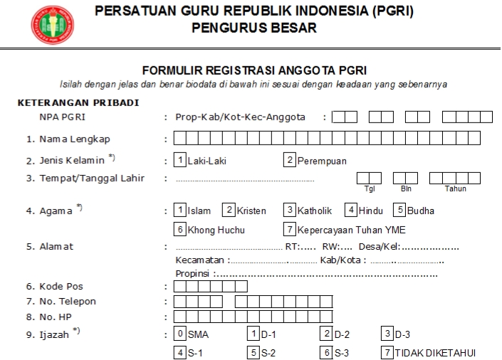 Pendaftaran PGRI Seruyan - Persatuan Guru Republik Indonesia Cabang Seruyan